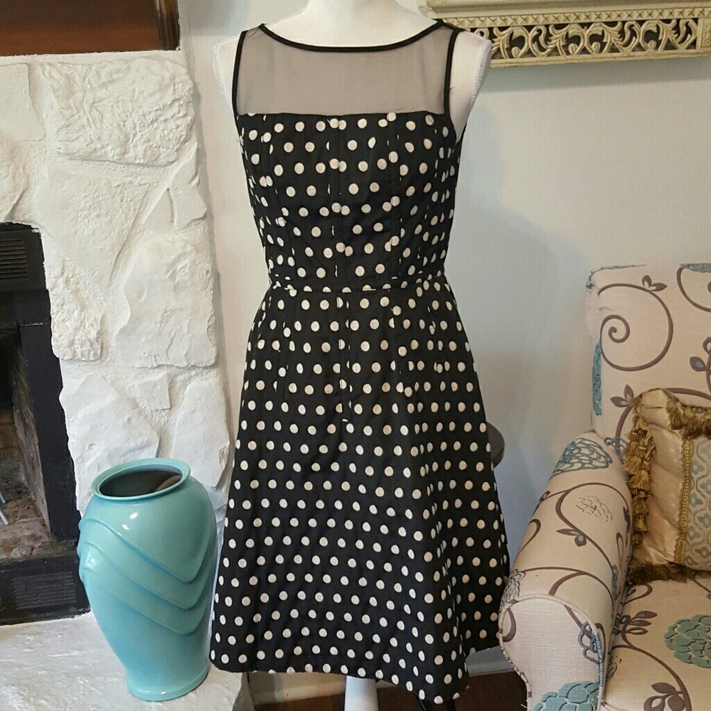 Adrianna Papell Black and White Polka Dot Dress